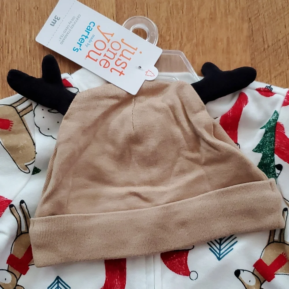 Carter's NWT Just‎ One You Christmas Reindeer Footie Outfit with Hat